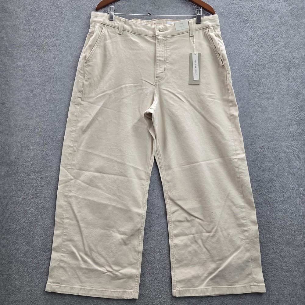 Marks & Spencer Women Jeans US 14‎ Ecru Denim Wide-Leg Jeans Per Una High Rise